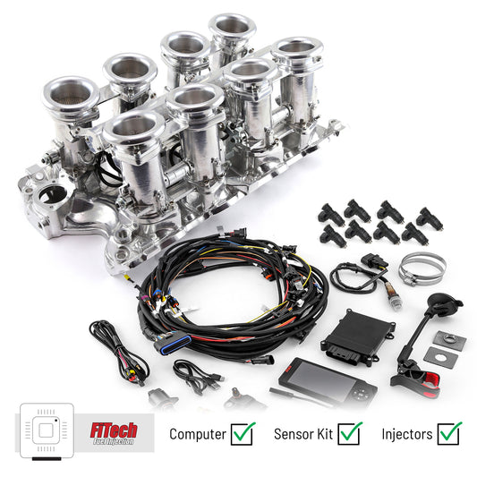 Sistema de inyección de combustible Ford BB 460 Downdraft + FiTech Ultra EFI [Pulido]