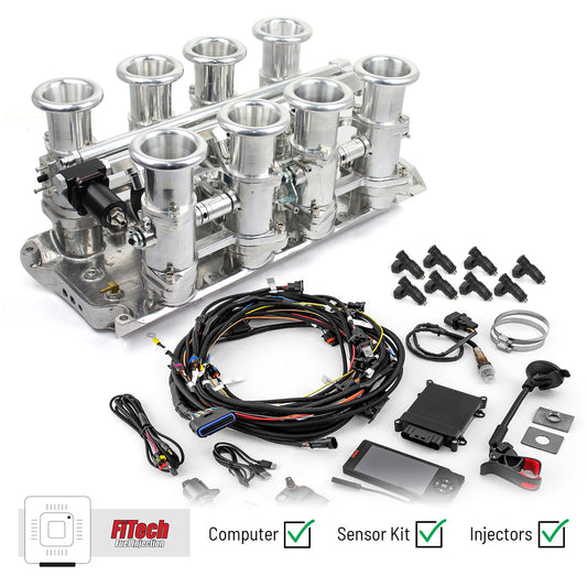 Sistema de inyección de combustible Ford SB 289 302W Downdraft + FiTech Ultra EFI [Pulido]