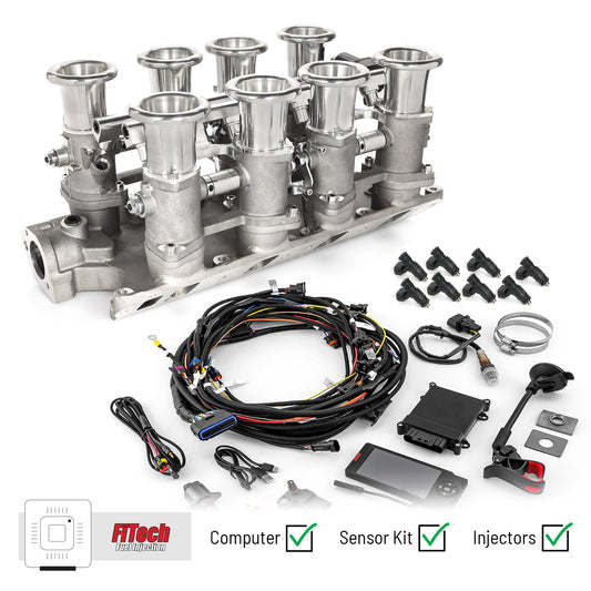 Sistema de inyección de combustible Ford SB 260 289 302W Downdraft + FiTech Ultra EFI [Satinado]