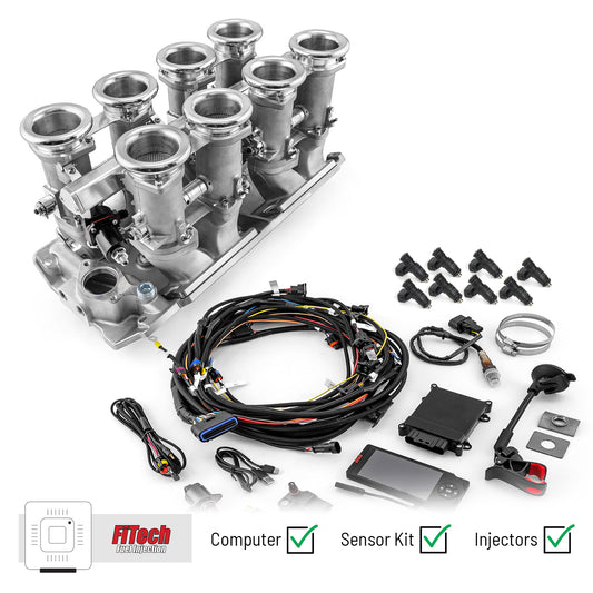 Sistema de inyección de combustible Chevy BBC 454 Downdraft + FiTech Ultra EFI [Satinado]