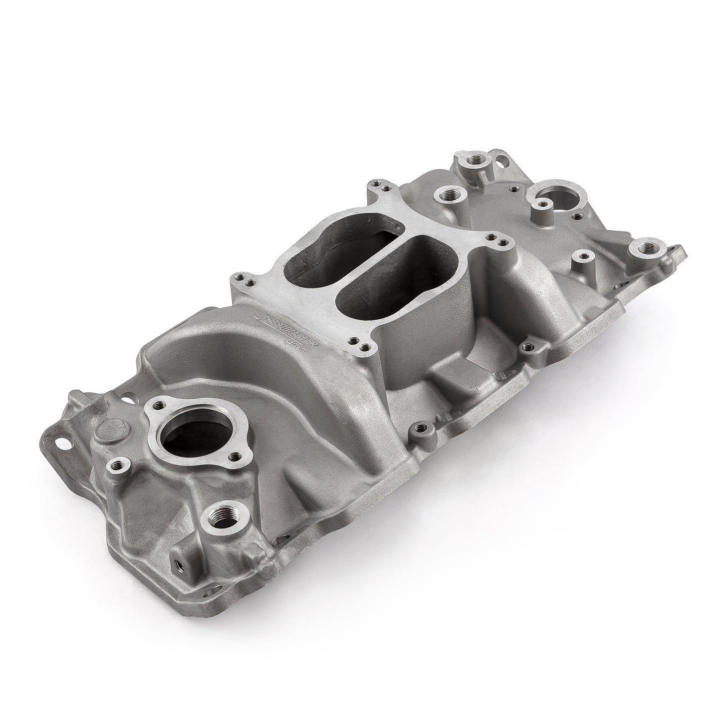 Colector de admisión de aluminio de baja altura para Chevy SBC 350 1957-95 (sin EGR) [Satinado]