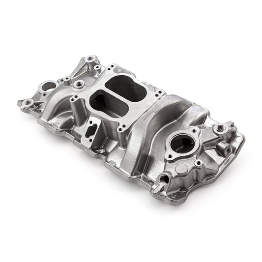 Colector de admisión de aluminio de baja altura para Chevy SBC 350 1957-95 (sin EGR) [Pulido]