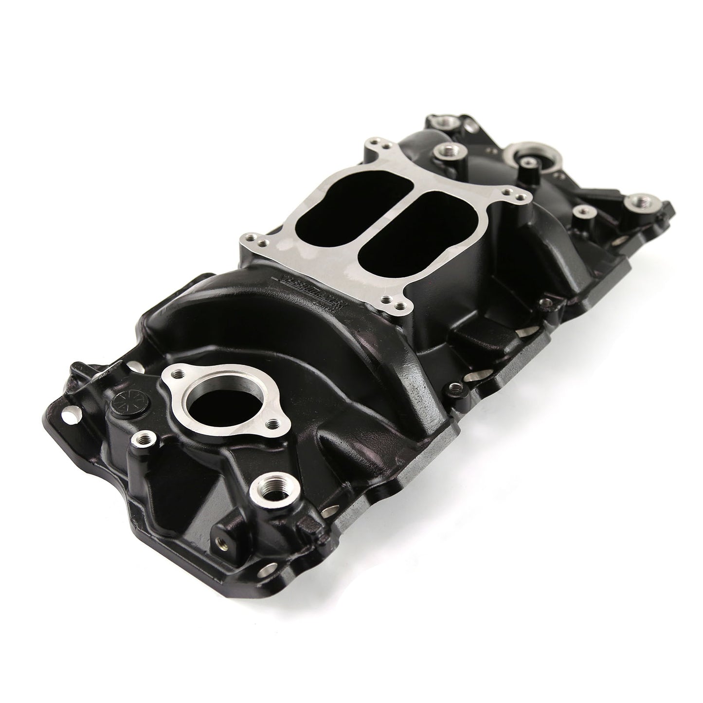 Colector de admisión de aluminio de baja altura para Chevy SBC 350 1957-95 (sin EGR) [Negro]