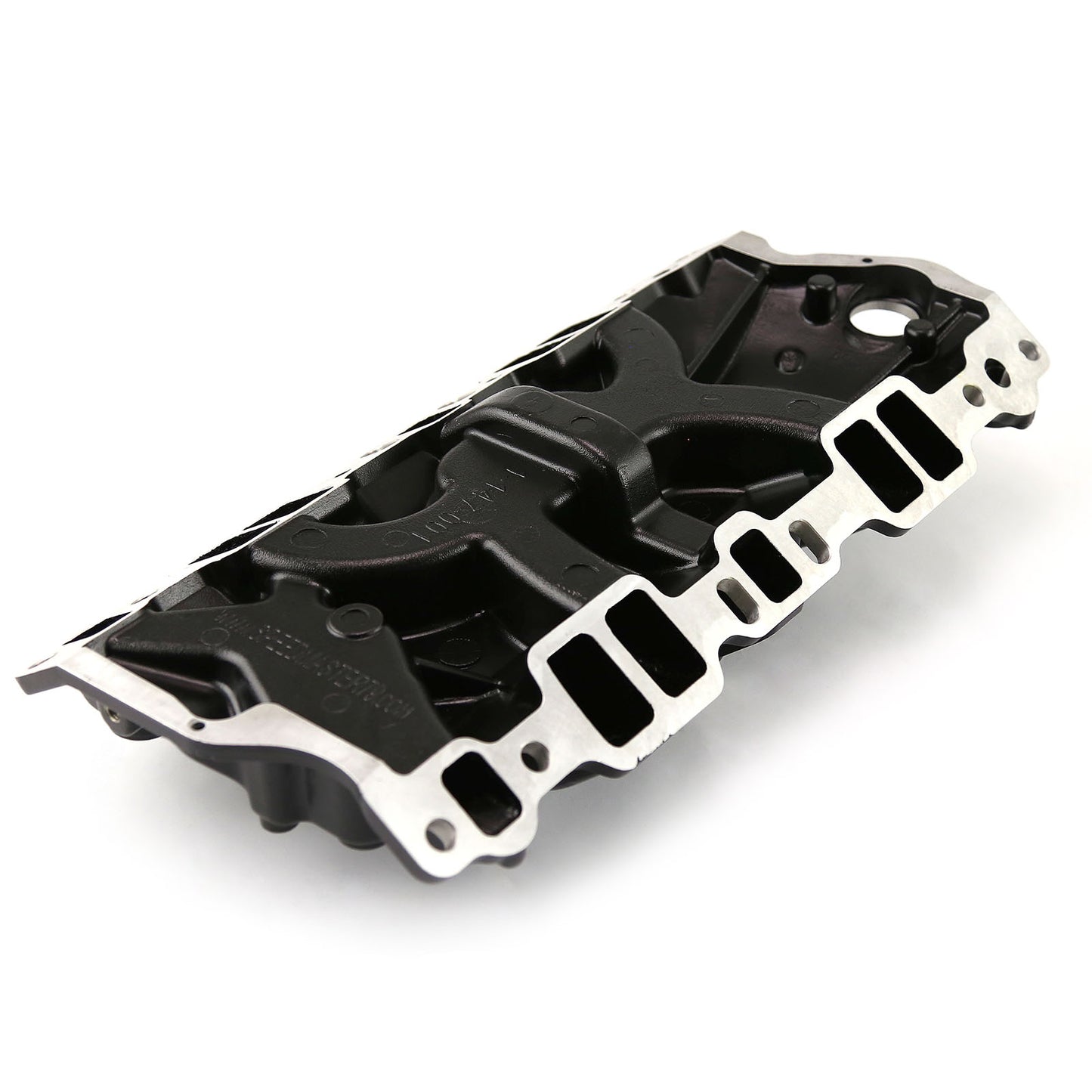 Colector de admisión de aluminio de baja altura para Chevy SBC 350 1957-95 (sin EGR) [Negro]