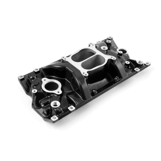 Colector de admisión de aluminio Vortec LowRise para Chevy SBC 350 [Negro]