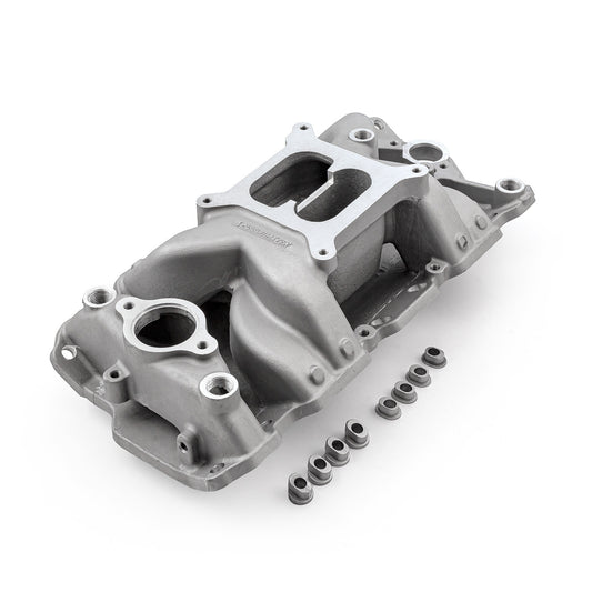 Colector de admisión de aluminio de altura media para Chevy SBC 350 1957-95 [satinado]