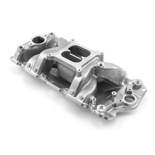 Colector de admisión de aluminio de perfil medio para Chevy SBC 350 (1957-95) [pulido]