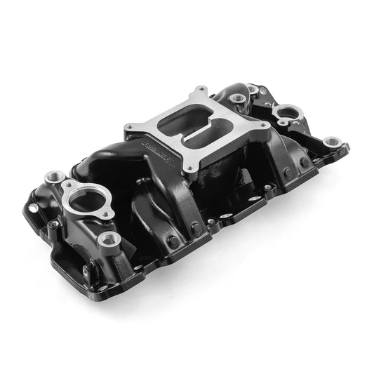 Colector de admisión de aluminio MidRise Air para Chevy SBC 350 (1957-95) [Negro]