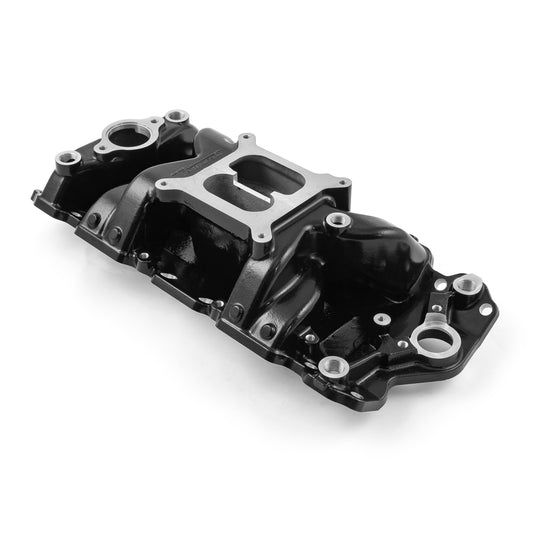 Colector de admisión de aluminio MidRise Air para Chevy SBC 350 (1957-95) [Negro]