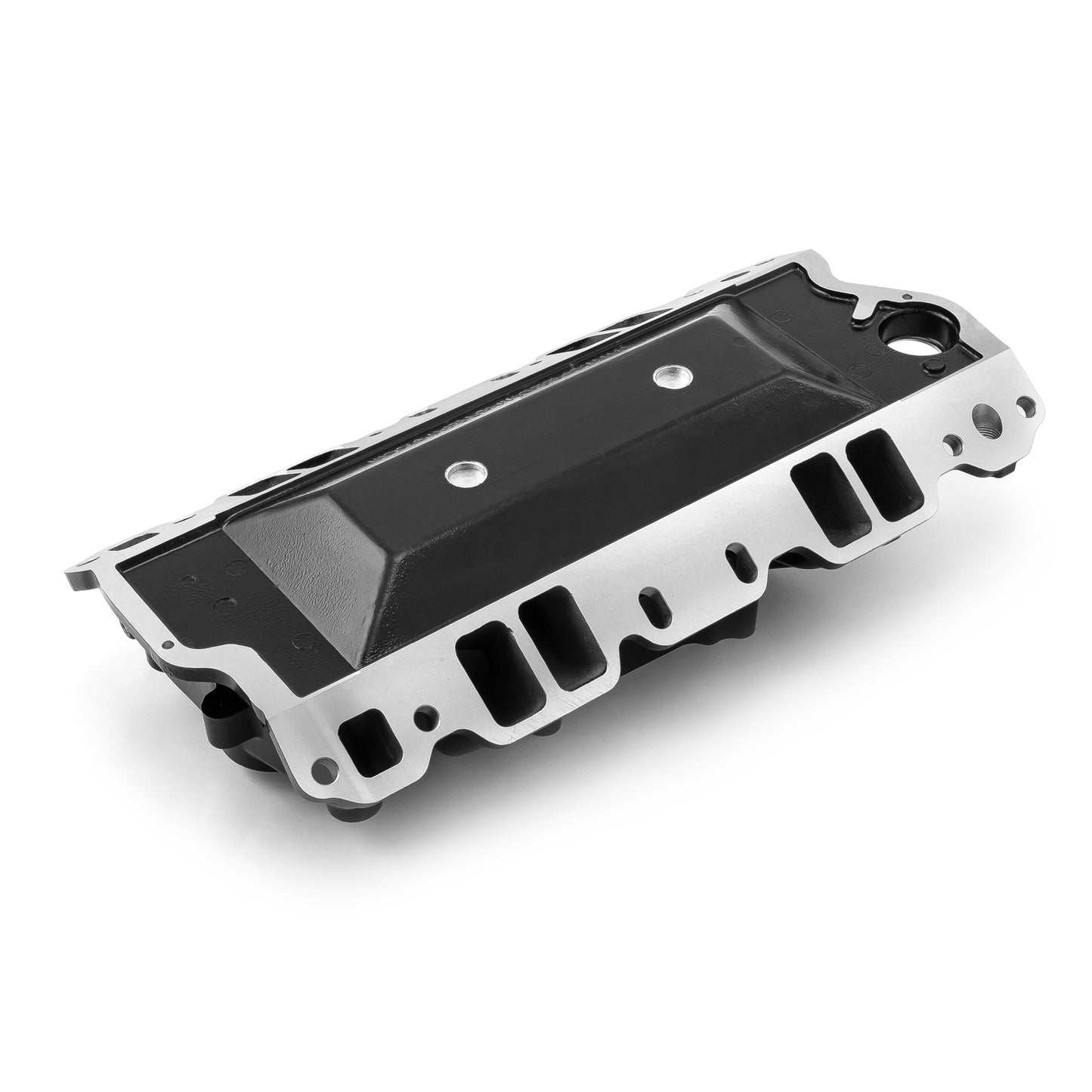 Colector de admisión de aluminio MidRise Air para Chevy SBC 350 (1957-95) [Negro]