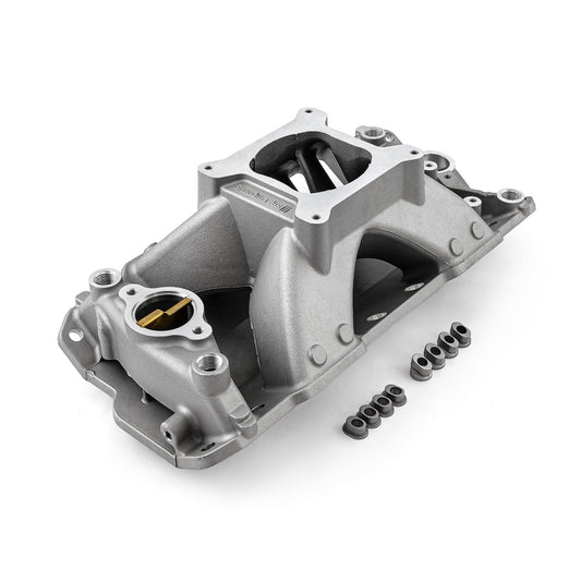 Colector de admisión de aluminio HiRise para Chevy SBC 350 (1957-95) [satinado]
