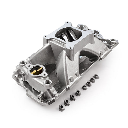 Colector de admisión de aluminio HiRise para Chevy SBC 350 (1957-95) [pulido]