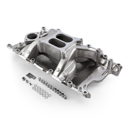 Colector de admisión de aire de aluminio Mopar Chrysler Dodge SB 318 340 360 MidRise [Pulido]