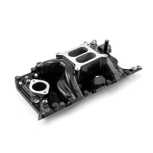 Colector de admisión de aire de aluminio Mopar Chrysler Dodge SB 318 340 360 MidRise [Negro]