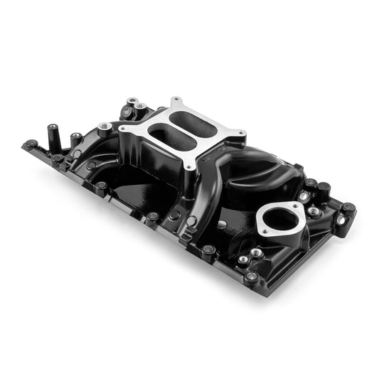 Colector de admisión de aire de aluminio Mopar Chrysler Dodge SB 318 340 360 MidRise [Negro]