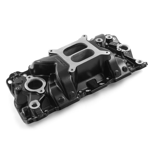 Colector de admisión de aluminio Chevy SBC 350 MidRise [Negro]