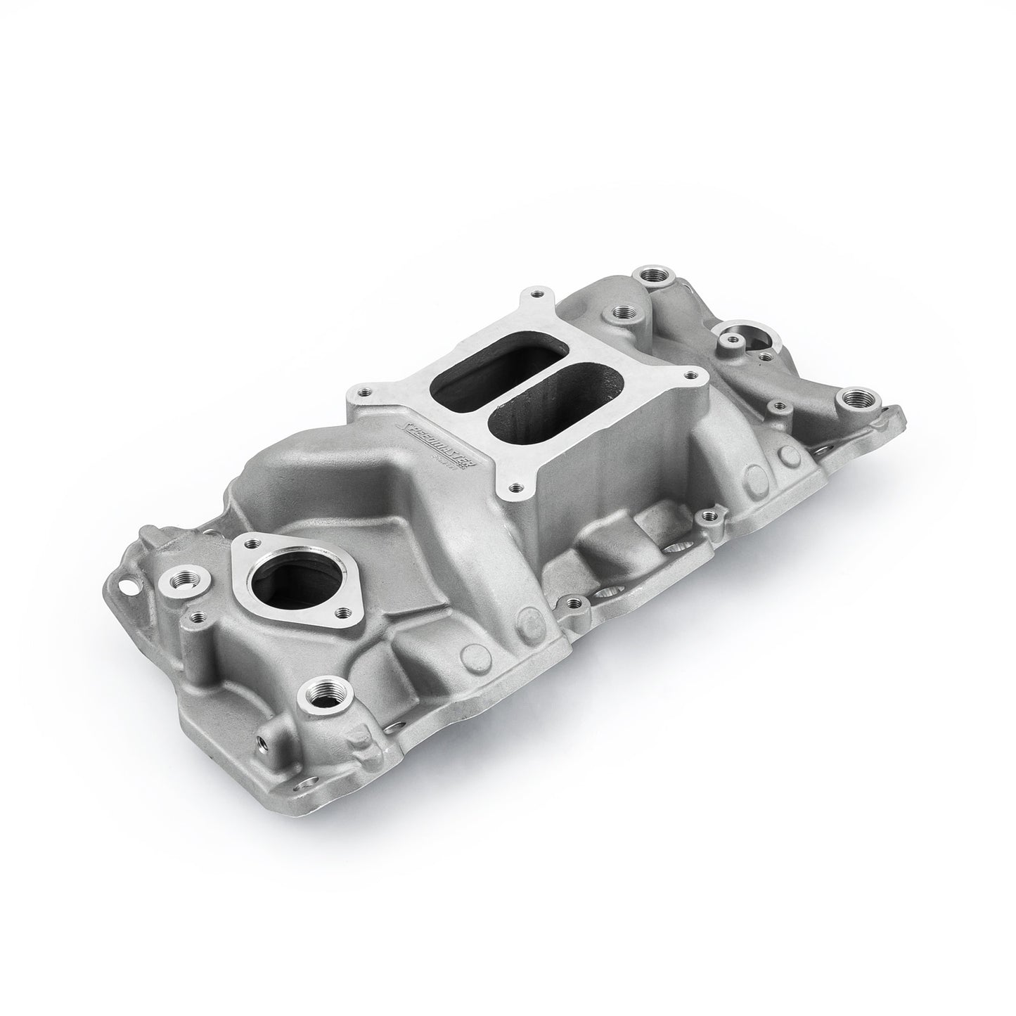 Colector de admisión de aluminio LowRise+ para Chevy SBC 350 1957-95 (sin EGR) [satinado]