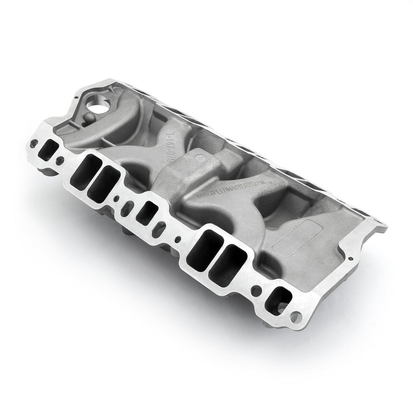 Colector de admisión de aluminio LowRise+ para Chevy SBC 350 1957-95 (sin EGR) [satinado]