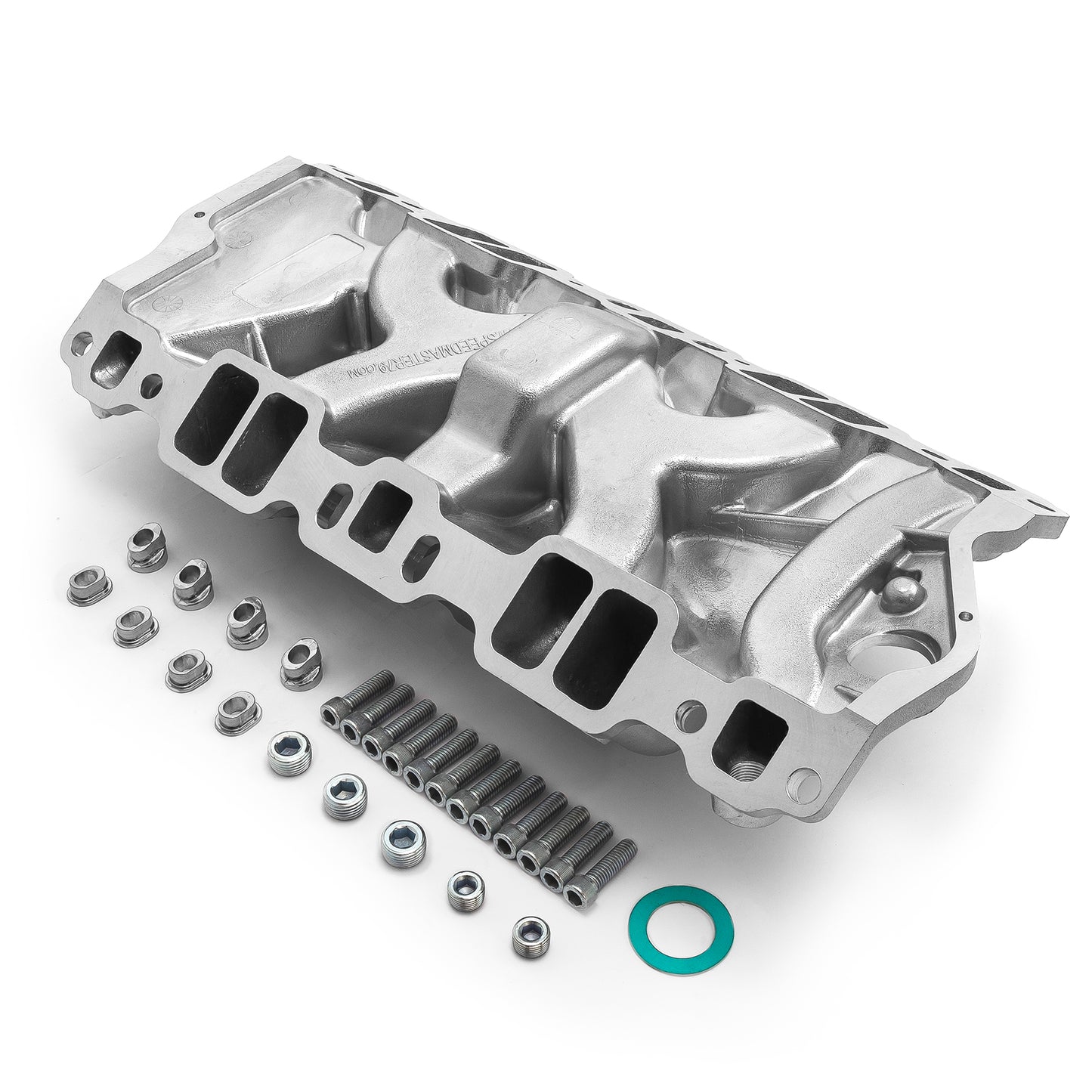 Colector de admisión de aluminio LowRise+ para Chevy SBC 350 1957-95 (sin EGR) [Pulido]