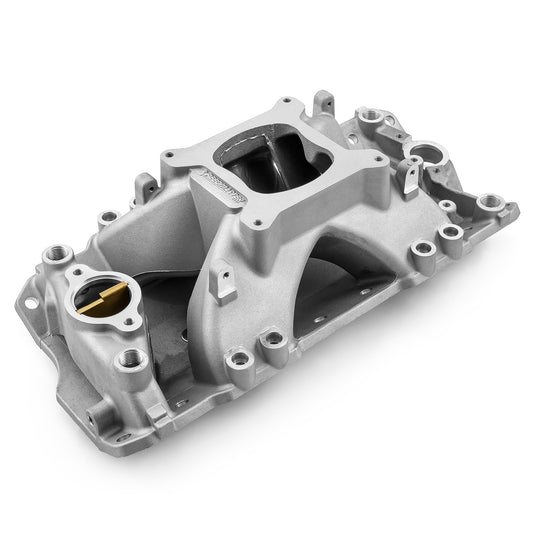 Colector de admisión de aluminio HiRise con puertos de inyección para Chevy SBC 350 EFI (1957-95) [satinado]