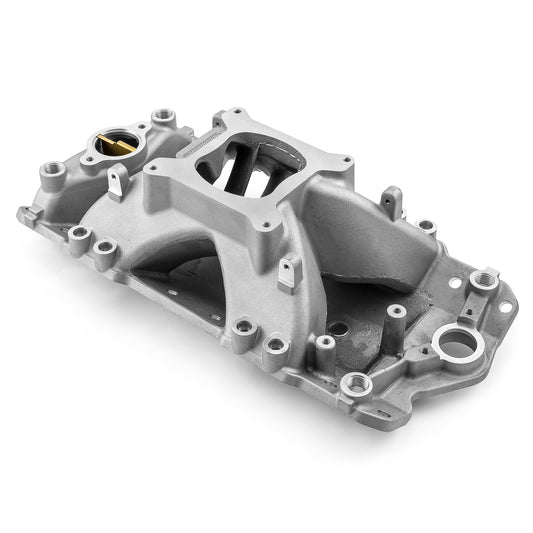 Colector de admisión de aluminio HiRise con puertos de inyección para Chevy SBC 350 EFI (1957-95) [satinado]
