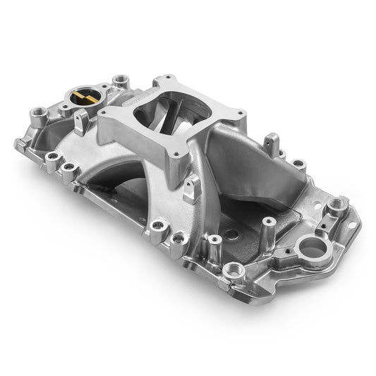 Colector de admisión de aluminio HiRise con puertos de inyección para Chevy SBC 350 EFI (1957-95) [Pulido]