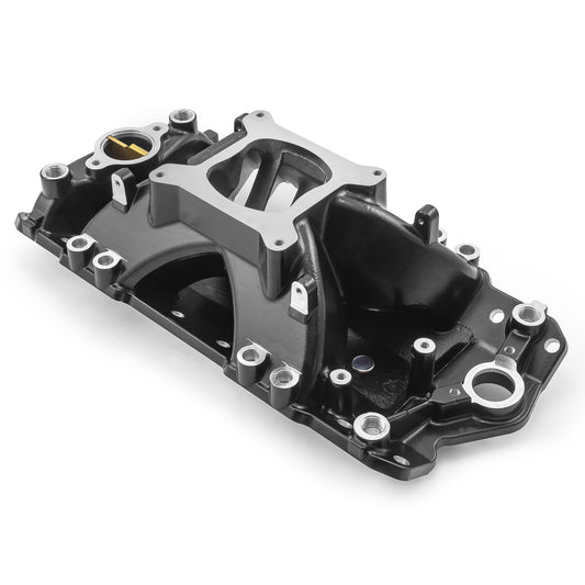 Colector de admisión de aluminio HiRise con puertos de inyección para Chevy SBC 350 EFI (1957-95) [Negro]