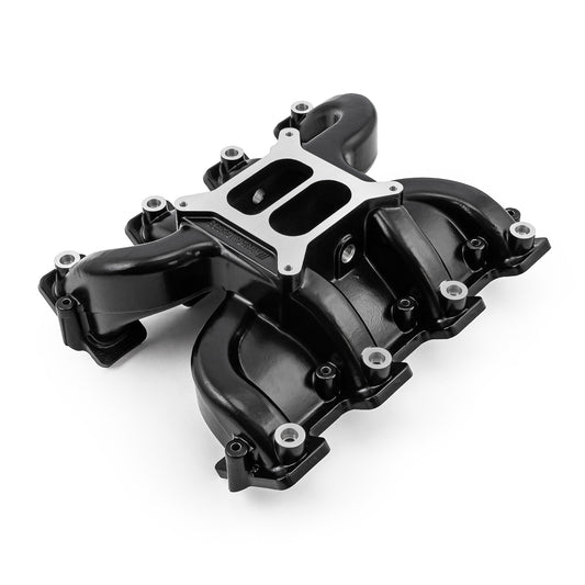 Colector de admisión de aluminio de doble plano 4150 MidRise Air para Chevy GM LS3 [Negro]