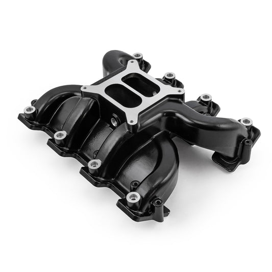 Colector de admisión de aluminio de doble plano 4150 MidRise Air para Chevy GM LS3 [Negro]