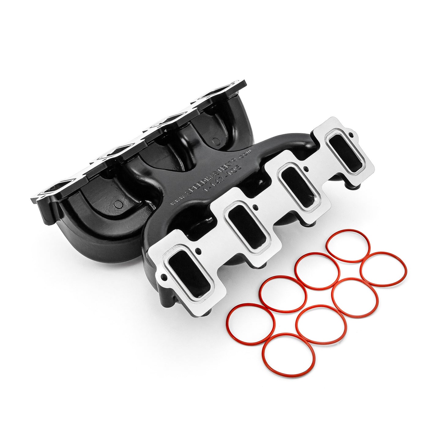Colector de admisión de aluminio de doble plano 4150 MidRise Air para Chevy GM LS3 [Negro]