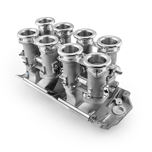 Sistema de colector de admisión EFI de 8 pilas y corriente descendente para Chevy BBC 454, acabado satinado