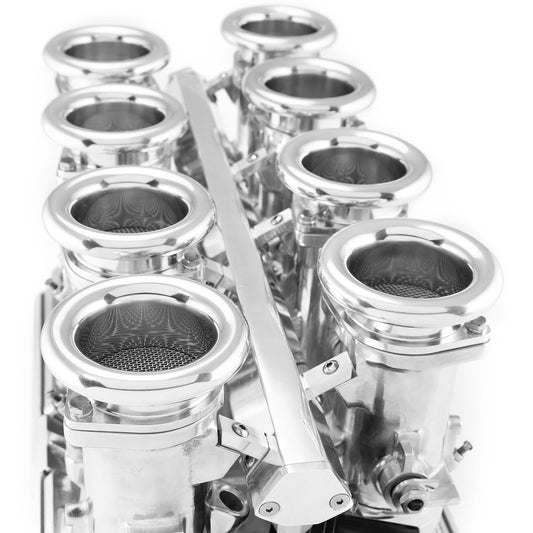 Sistema de colector de admisión EFI de 8 pilas y corriente descendente para Chevy BBC 454, completamente pulido