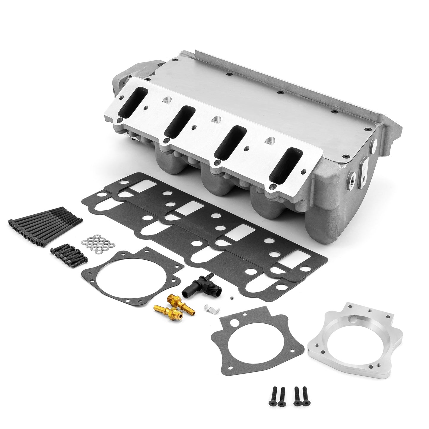Colector de admisión de aire de 3 pernos y 85 mm para Chevy LS1 LS6 EFI (satinado)