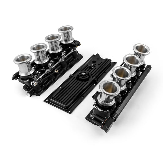 Sistema completo de colector de admisión de pila EFI de tiro descendente para Chevy GM LS1 [Negro]