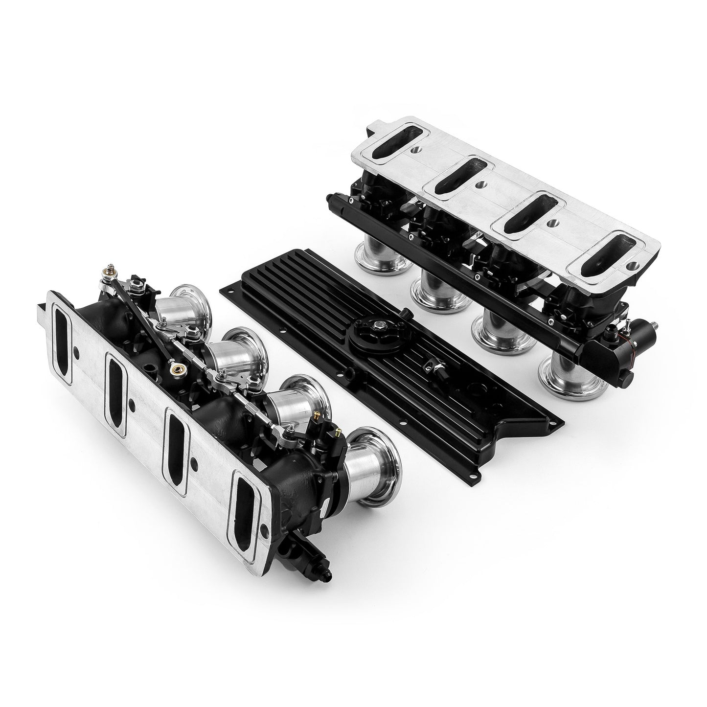 Sistema completo de colector de admisión de pila EFI de tiro descendente para Chevy GM LS1 [Negro]