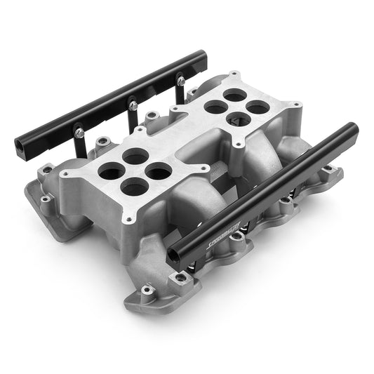 Colector de admisión de inyección de combustible de doble plano de 2x4 barriles para Chevy GM LS1 LS2 LS6, satinado