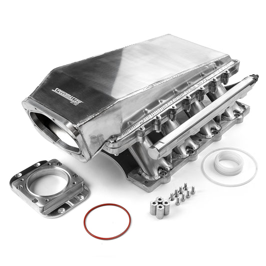 Ford 5.0L Coyote 2pc Fabricated High Ram Air 98mm 4 Bolt EFI Intake Manifold Polished