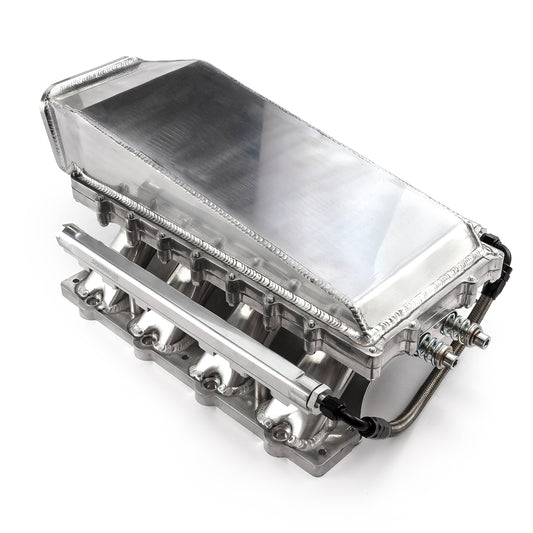 Ford 5.0L Coyote 2pc Fabricated High Ram Air 98mm 4 Bolt EFI Intake Manifold Polished