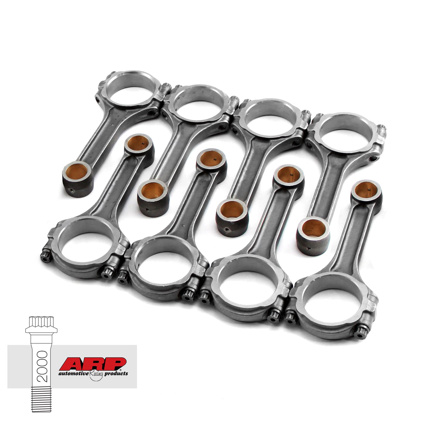 I Beam 5.090" 2.123" .912" 5140 Connecting Rods Ford 302 Windsor w/ ARP 2000.