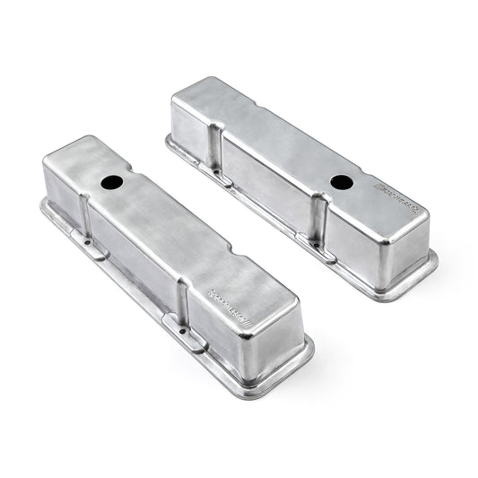 Tapas de válvulas de aluminio para Chevy SBC 350, altas y con orificio [pulidas]