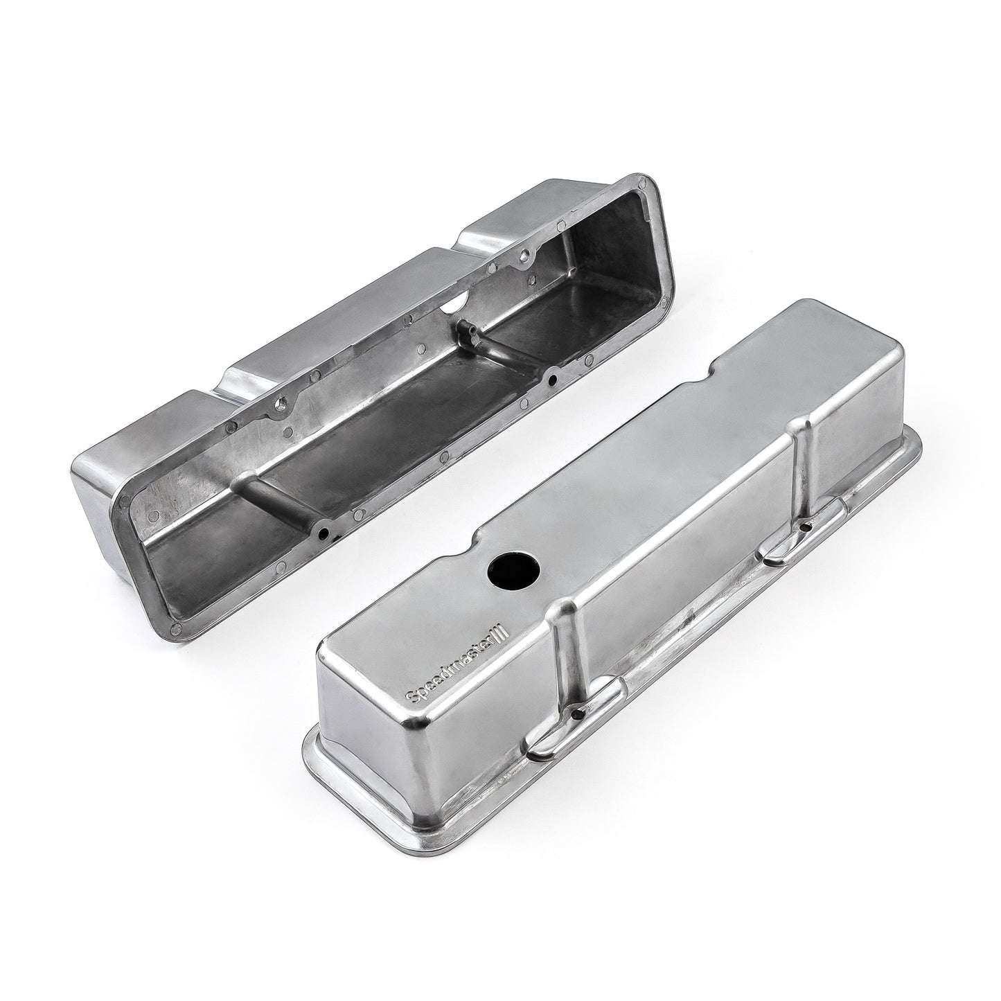 Tapas de válvulas de aluminio para Chevy SBC 350, altas y con orificio [pulidas]