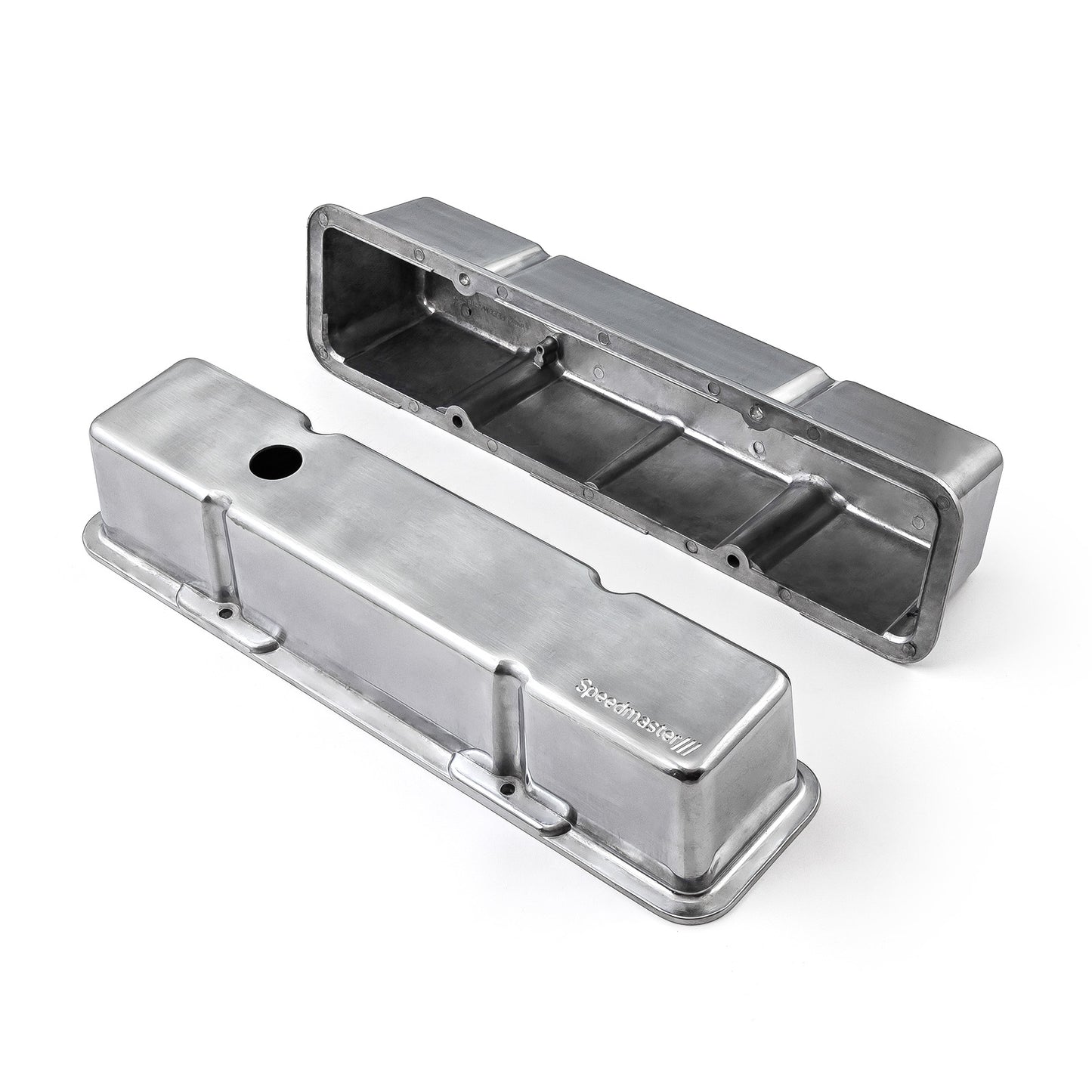 Tapas de válvulas de aluminio para Chevy SBC 350, altas y con orificio [pulidas]
