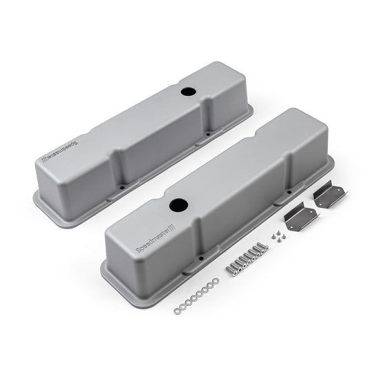 Tapas de válvulas altas de aluminio con orificio para Chevy SBC 350 [Plateadas]