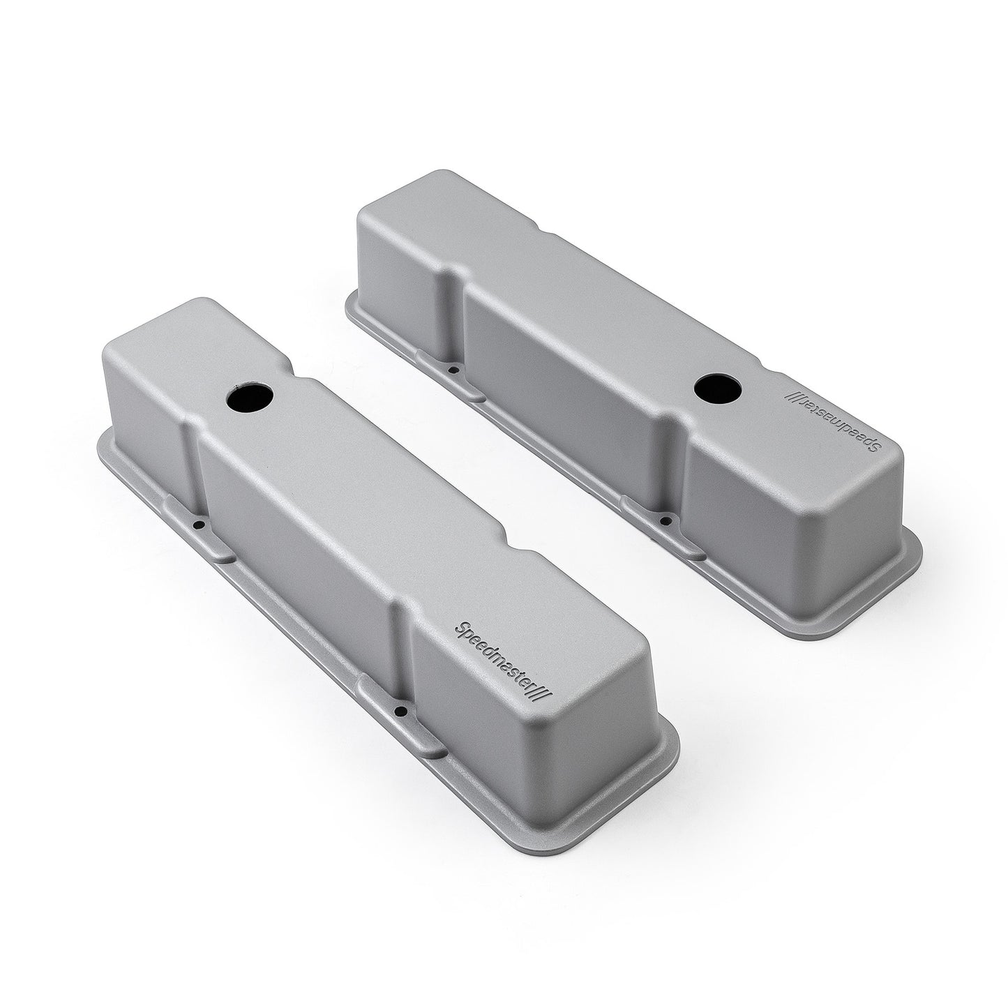 Tapas de válvulas altas de aluminio con orificio para Chevy SBC 350 [Plateadas]