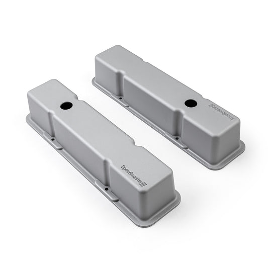 Tapas de válvulas altas de aluminio con orificio para Chevy SBC 350 [Plateadas]