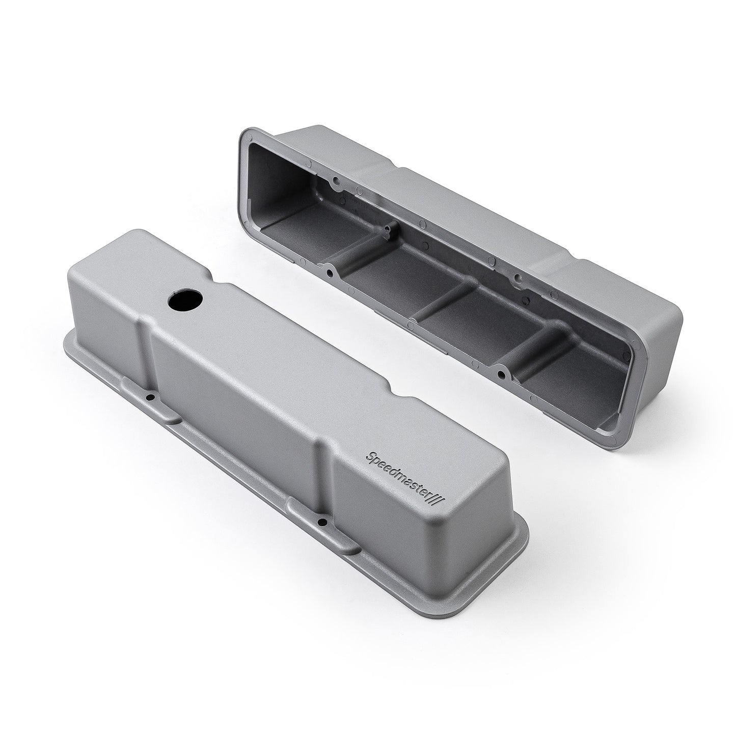 Tapas de válvulas altas de aluminio con orificio para Chevy SBC 350 [Plateadas]