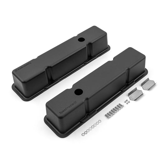 Tapas de válvulas altas de aluminio con orificio para Chevy SBC 350 [Negras]