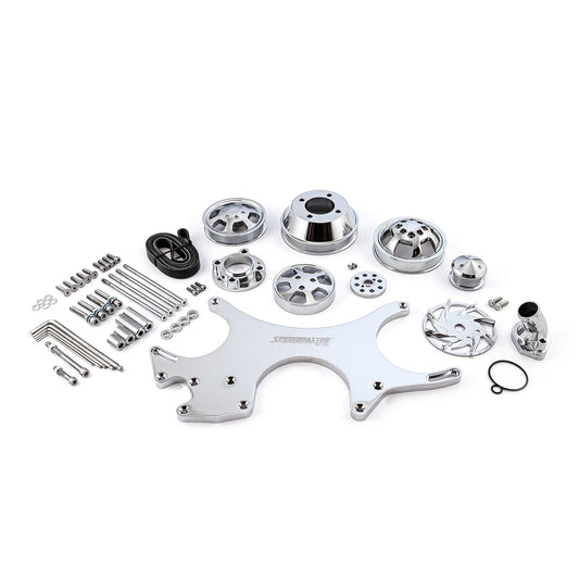 Kit completo de polea serpentina de aluminio para motor Ford SB 289 302 351w [Pulido]