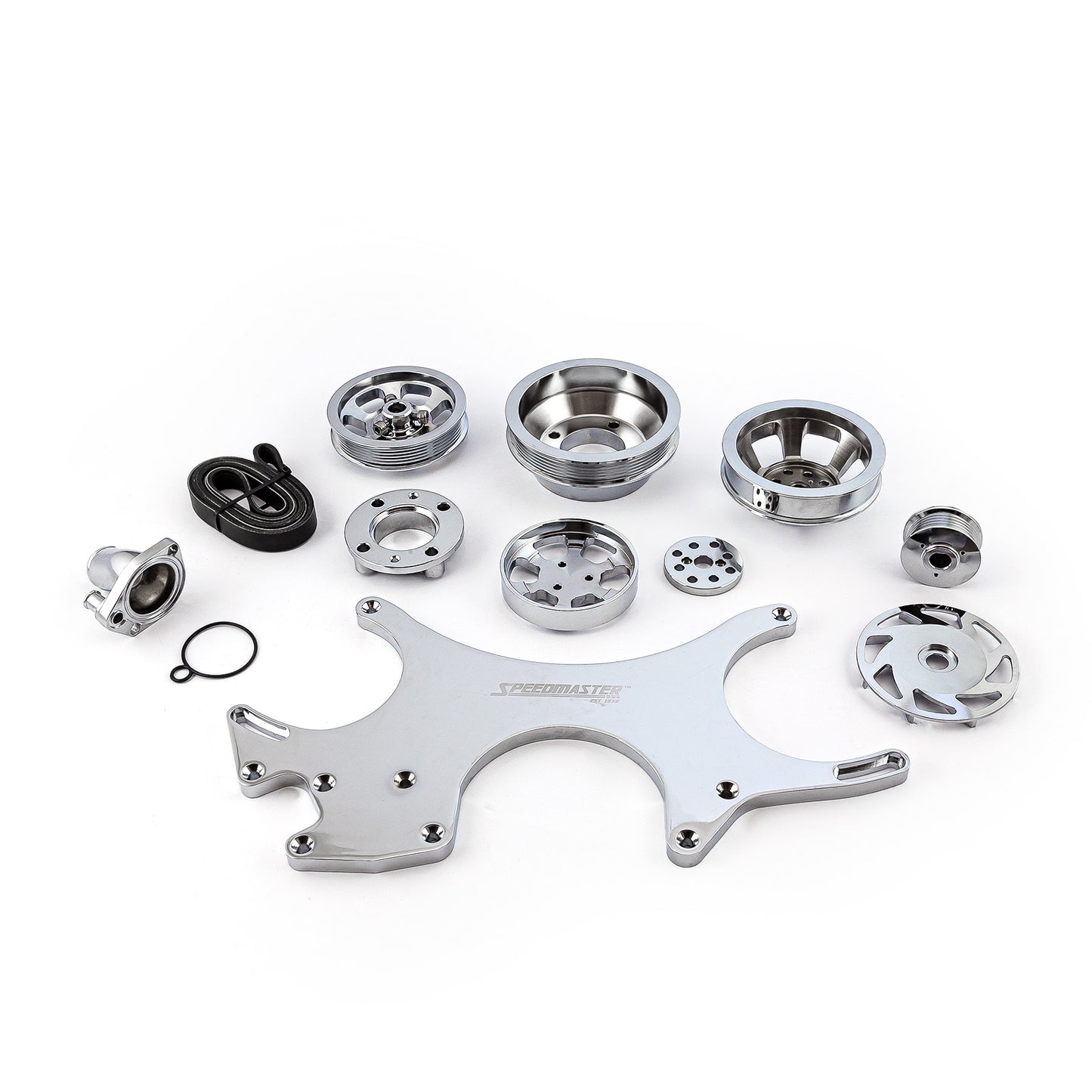 Kit completo de polea serpentina de aluminio para motor Ford SB 289 302 351w [Pulido]