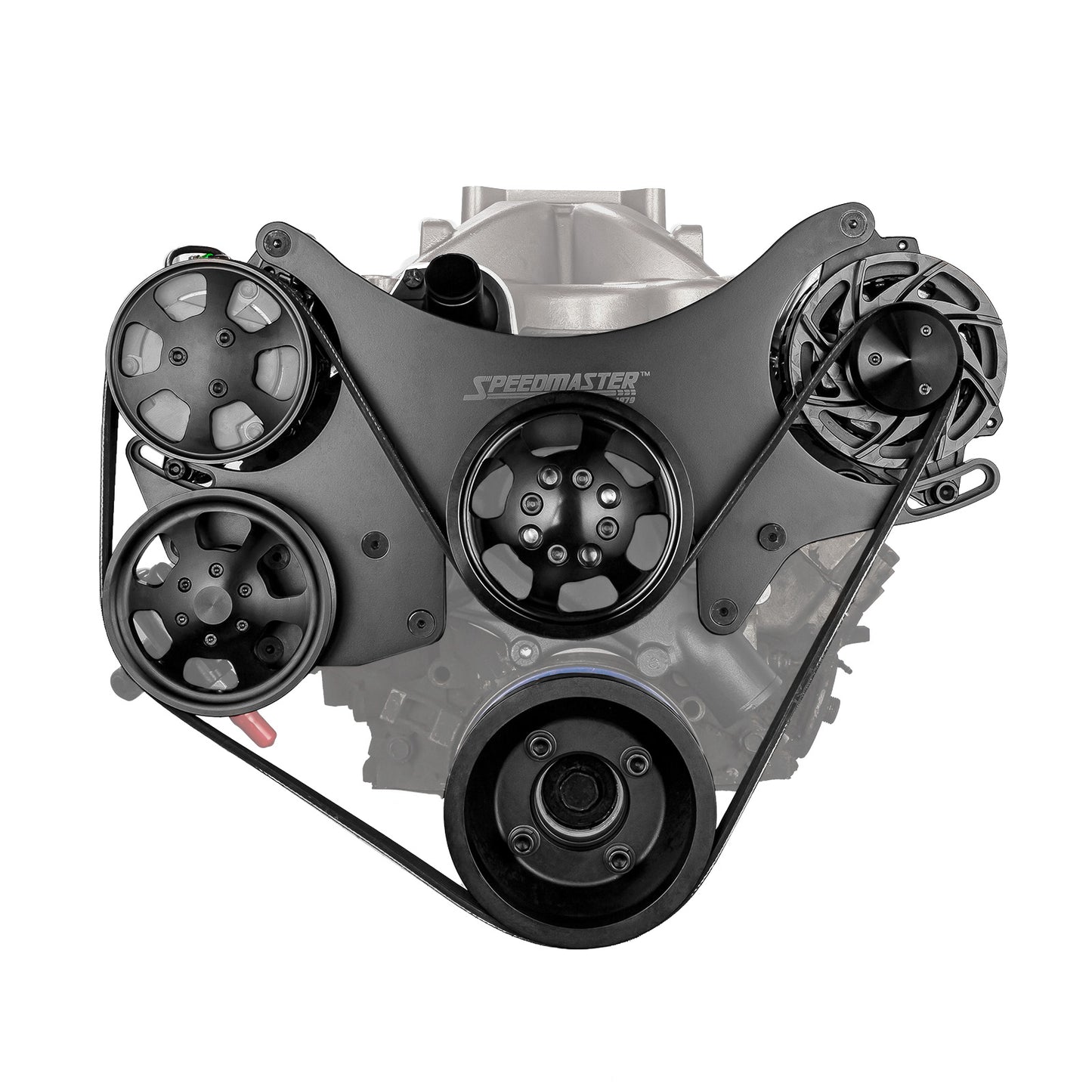 Kit completo de polea serpentina de aluminio para motor Ford SB 289 302 351w [Negro]